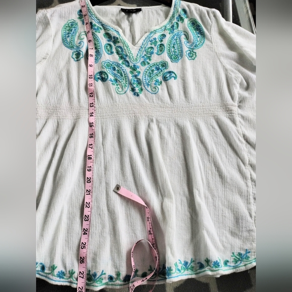 Embroidered Boho Peasant Blouse /Beach Cover Up Dolman Sleeve - Picture 9 of 10